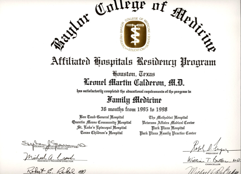 Dr. Calderon Certificates
