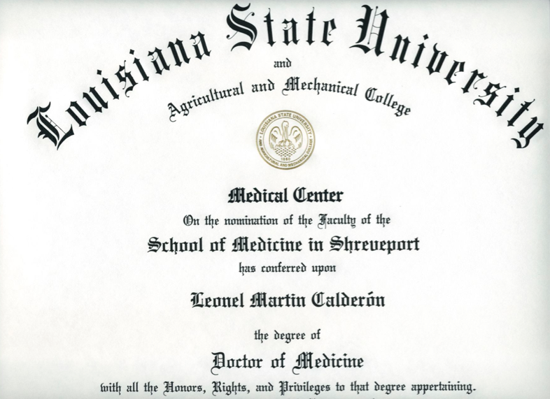 Dr. Calderon Certificates